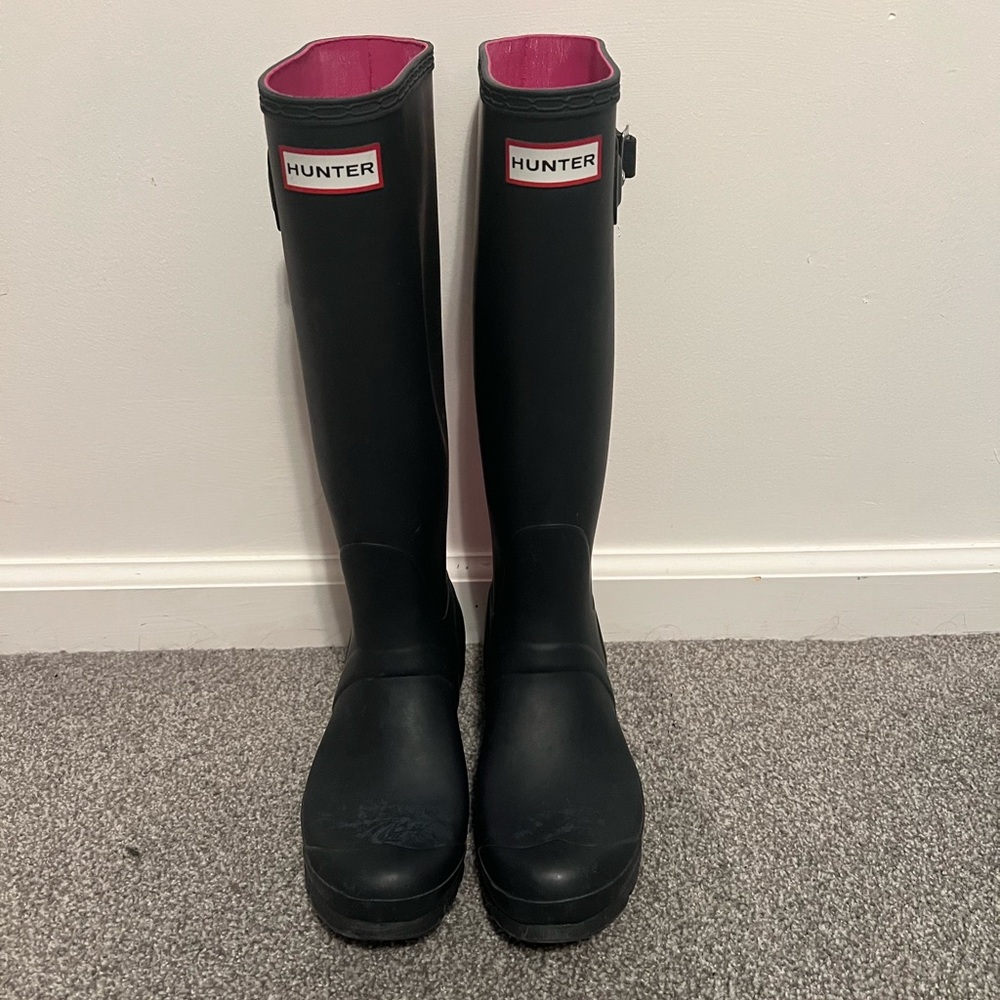 Hunter Original Contrast Tall Rain Boots Navy/Hot Pink